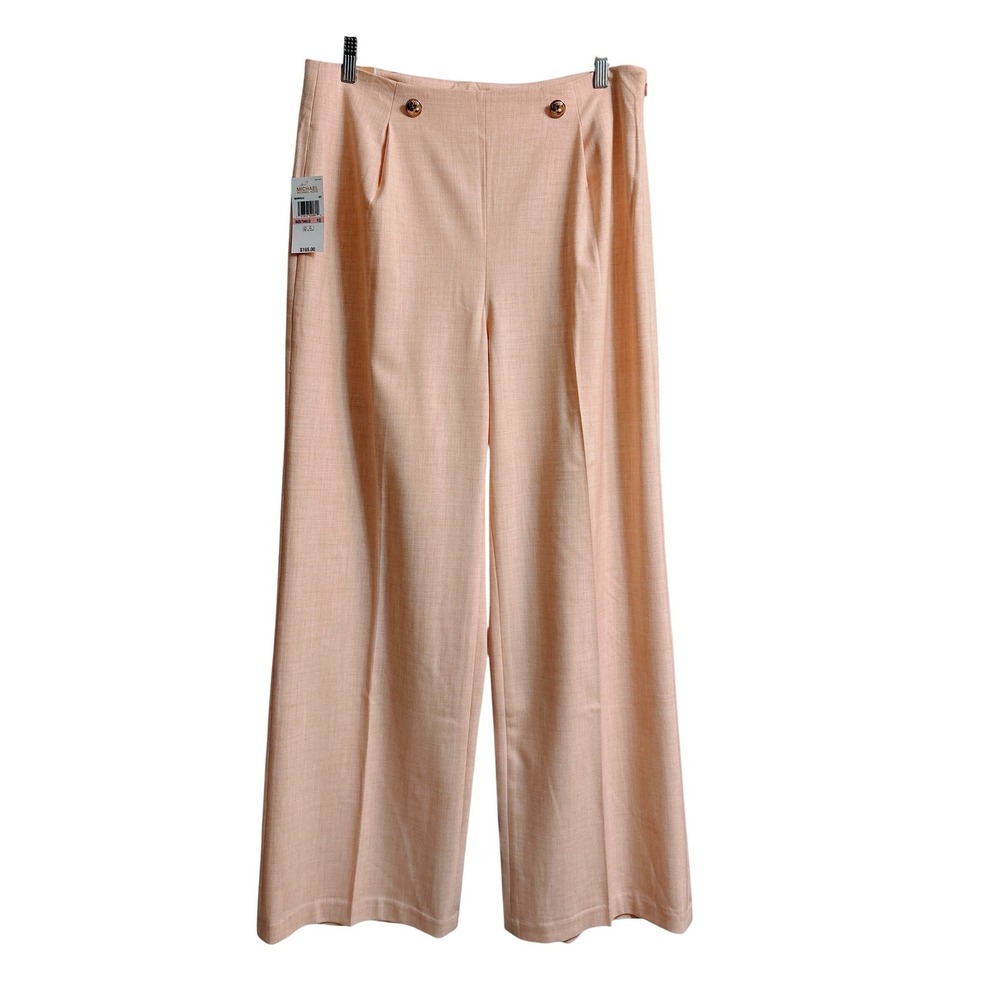 NWT Michael Kors Womens Peach Wide Leg High-Rise Dress Pants‎ Trousers Size 10
